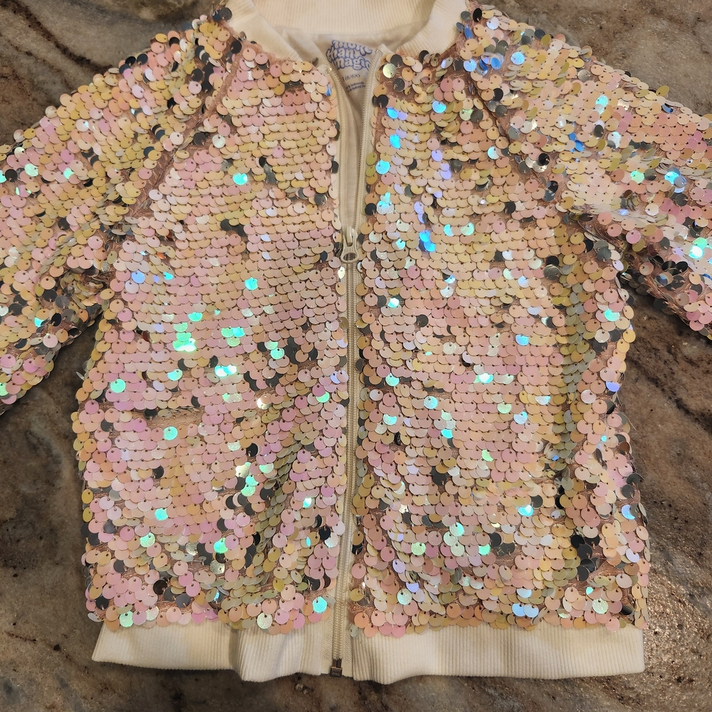 Sequin Zip-Up Bomber Jacket